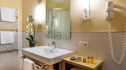 Badezimmer mit Dusche - Doppelzimmer Charme st. anton
